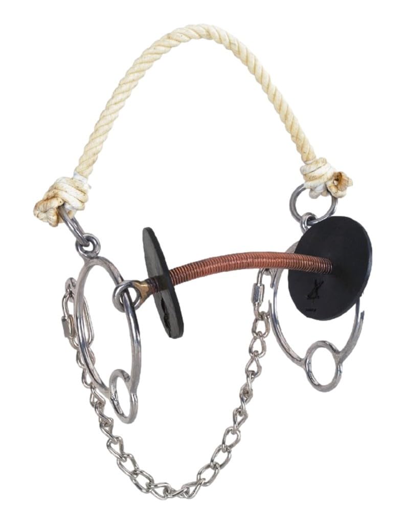 Circle Y 0120-0000 Josey O-Ring Combination Bit | Stage B Transitional Western Training & Barrel Racing Bit with 3 1/4" O-Ring Cheeks, Copper Mullen Mouth & Rope Noseband